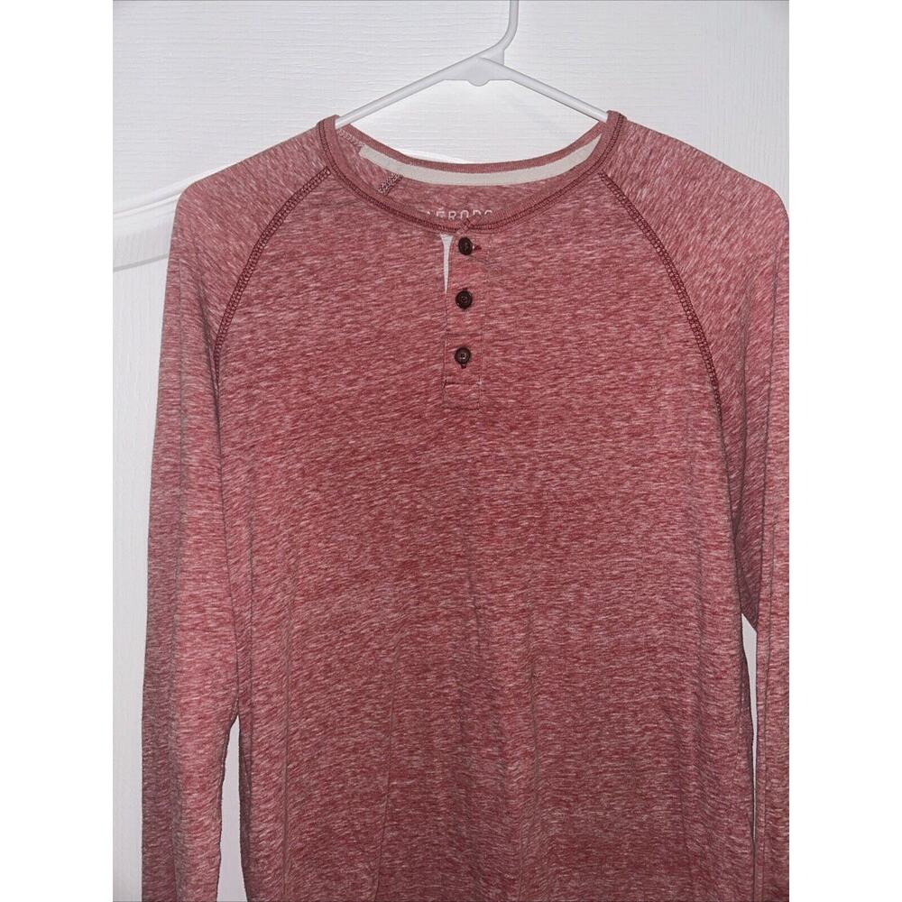 Aeropostale Mens Pink Red Long Sleeve Henley T Shirt Size M/M Button Up